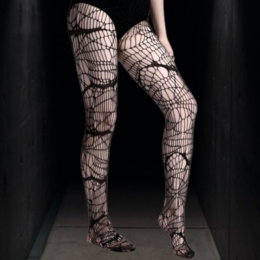 Black Bat Fishnet Stockings One Size